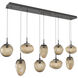 Cosmos LED LED Graphite Linear Pendant Ceiling Light in 3000K LED, Floret Inner - Bronze Outer, Multi-Port