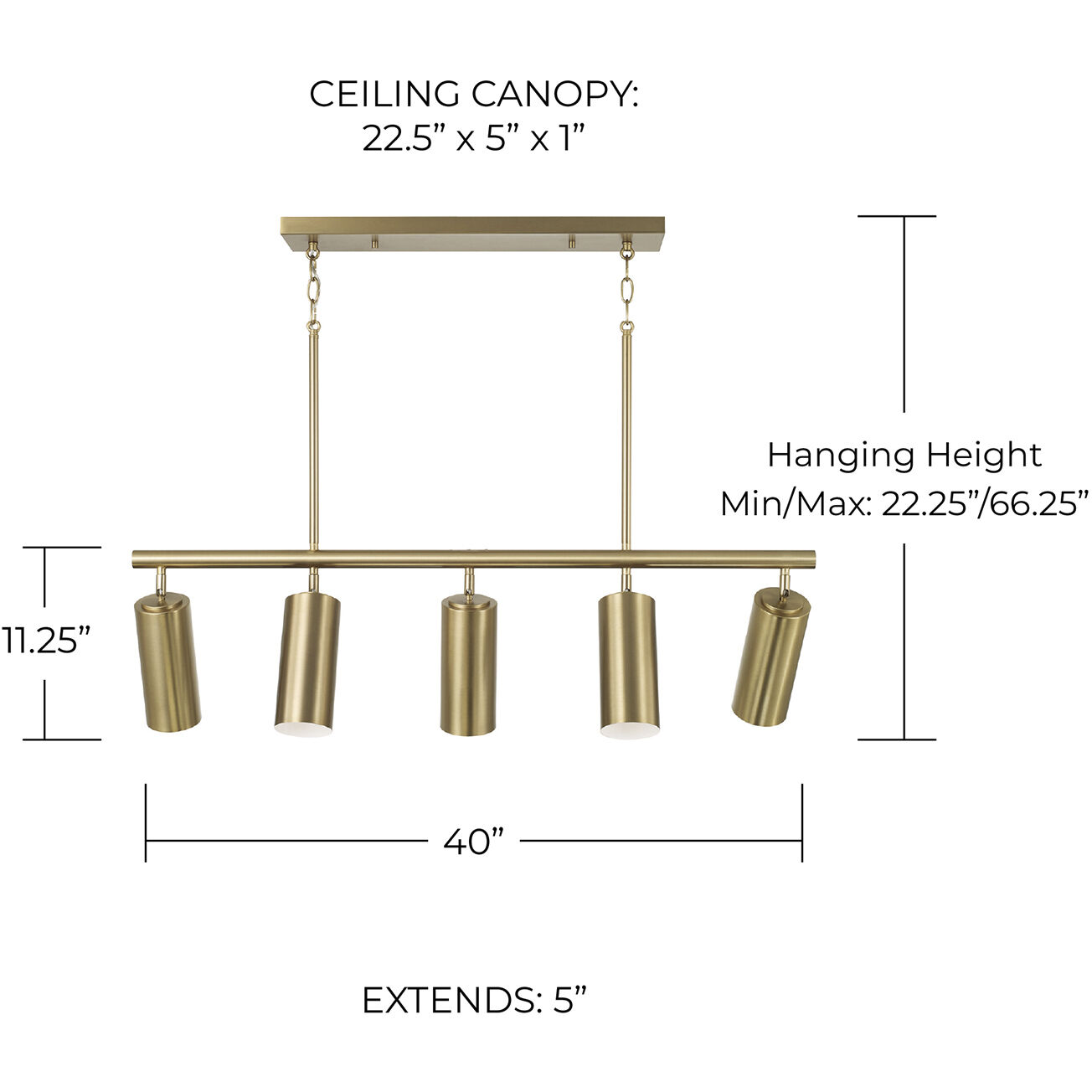 Robbie 5 Light 40 inch Aged Brass Island Light Ceiling Light