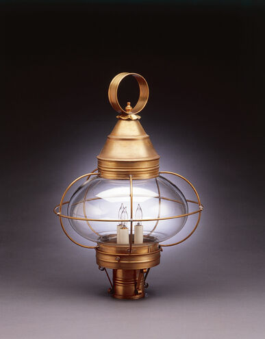 Onion 3 Light 22 inch Dark Antique Copper Post Lantern in Frosted Glass, Candelabra