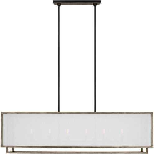 Thom Filicia Brockway 6 Light 57 inch Weathered Oak Wood Linear Chandelier Ceiling Light