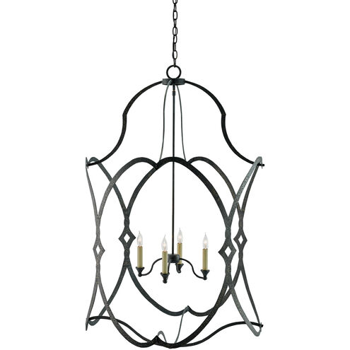 Charisma 4 Light 30 inch French Black Foyer Lantern Ceiling Light, Large