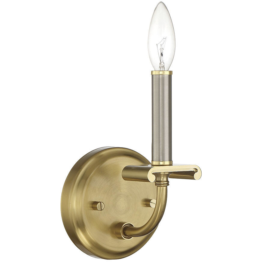 Stanza 1 Light 5 inch Brushed Polished Nickel / Satin Brass Wall Sconce Wall Light