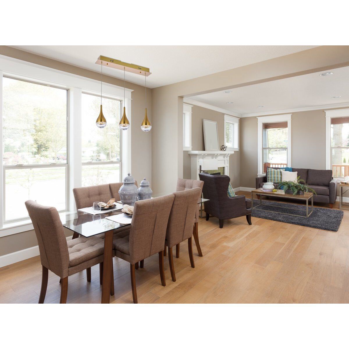 Amherst 3 Light 24 inch Satin Gold Linear Pendant Ceiling Light