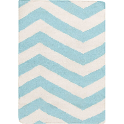 Frontier 36 X 24 inch Aqua, White Rug