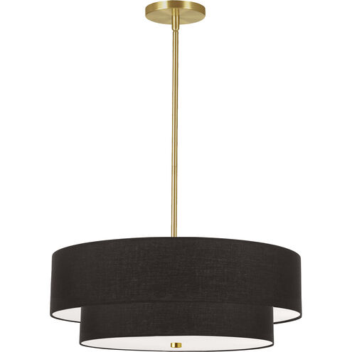 Everly 4 Light 20 inch Aged Brass with Black Pendant Ceiling Light