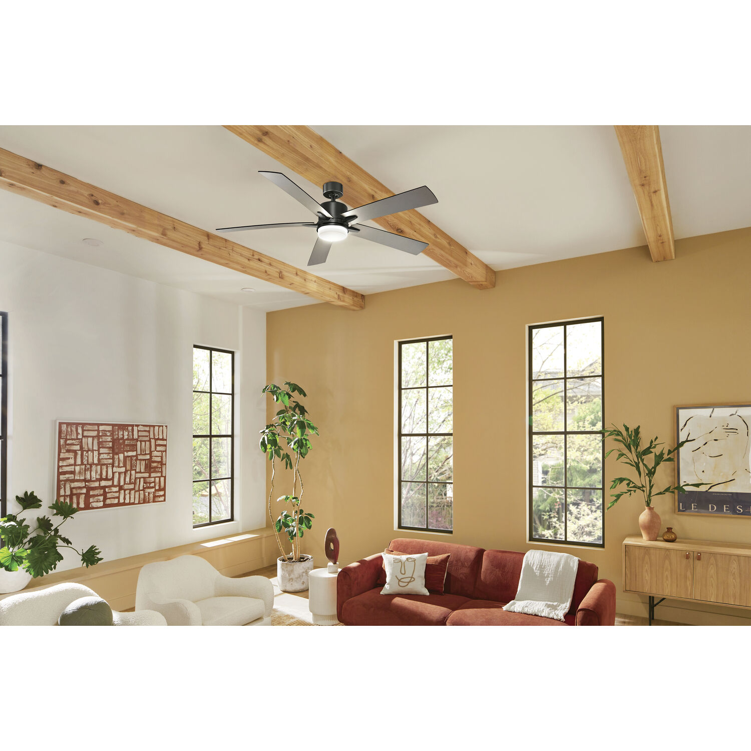 Lucian 60 inch Satin Black with Silver/Black Blades Ceiling Fan
