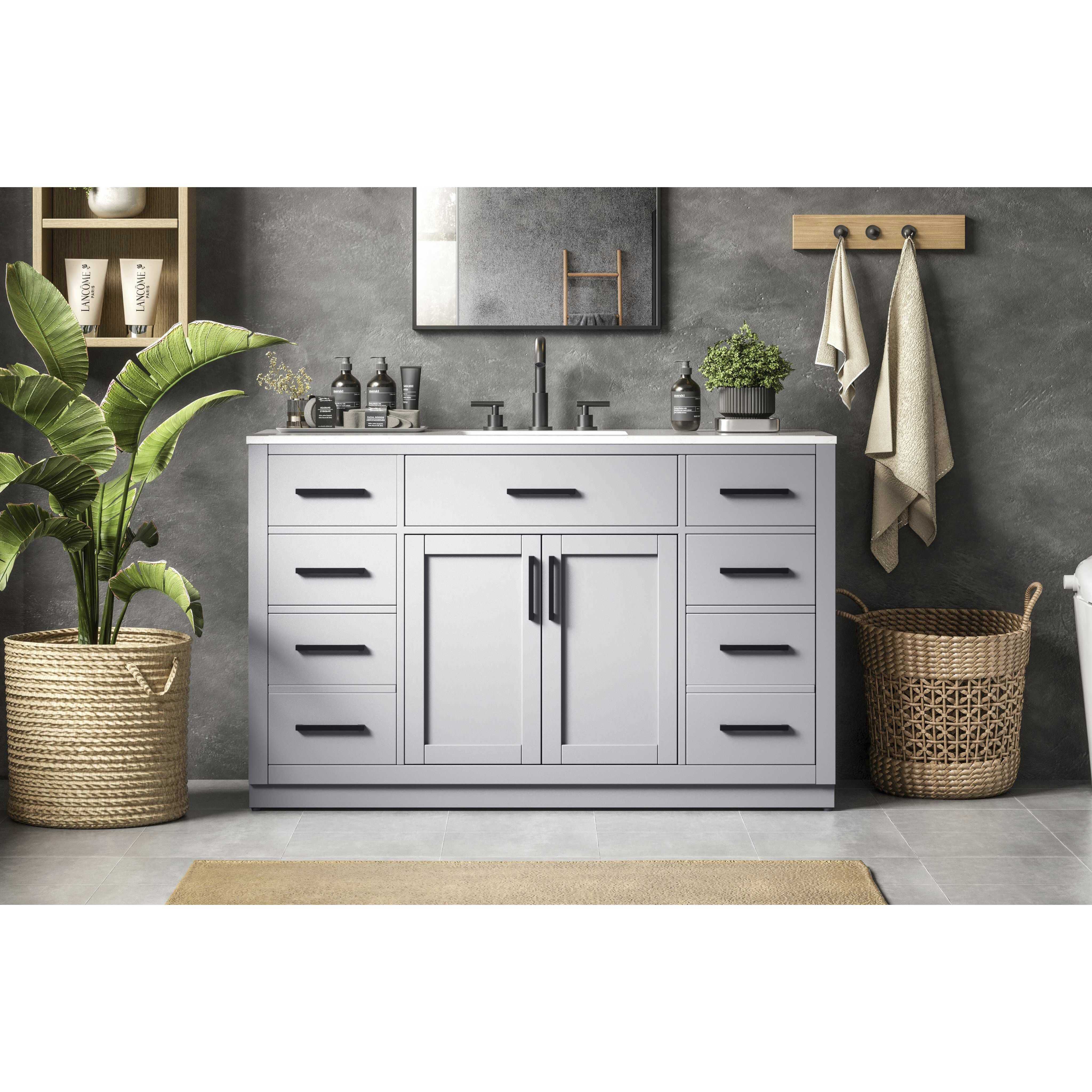 Alden 54 X 35 inch Grey Bathroom Vanity Cabinet