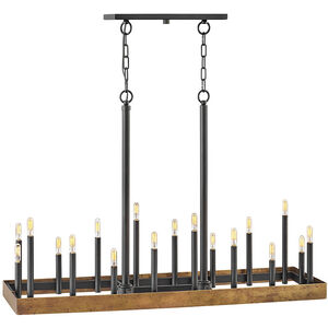 Wells LED 45 inch Weathered Brass with Black Indoor Linear Chandelier Ceiling Light