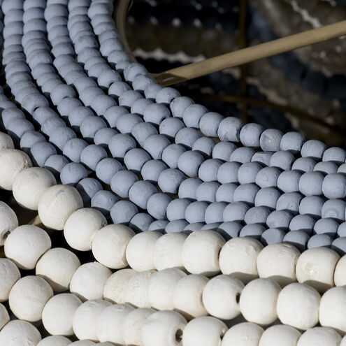 Clamshell 4 Light 37 inch White and Blue Wood Beads Chandelier Ceiling Light