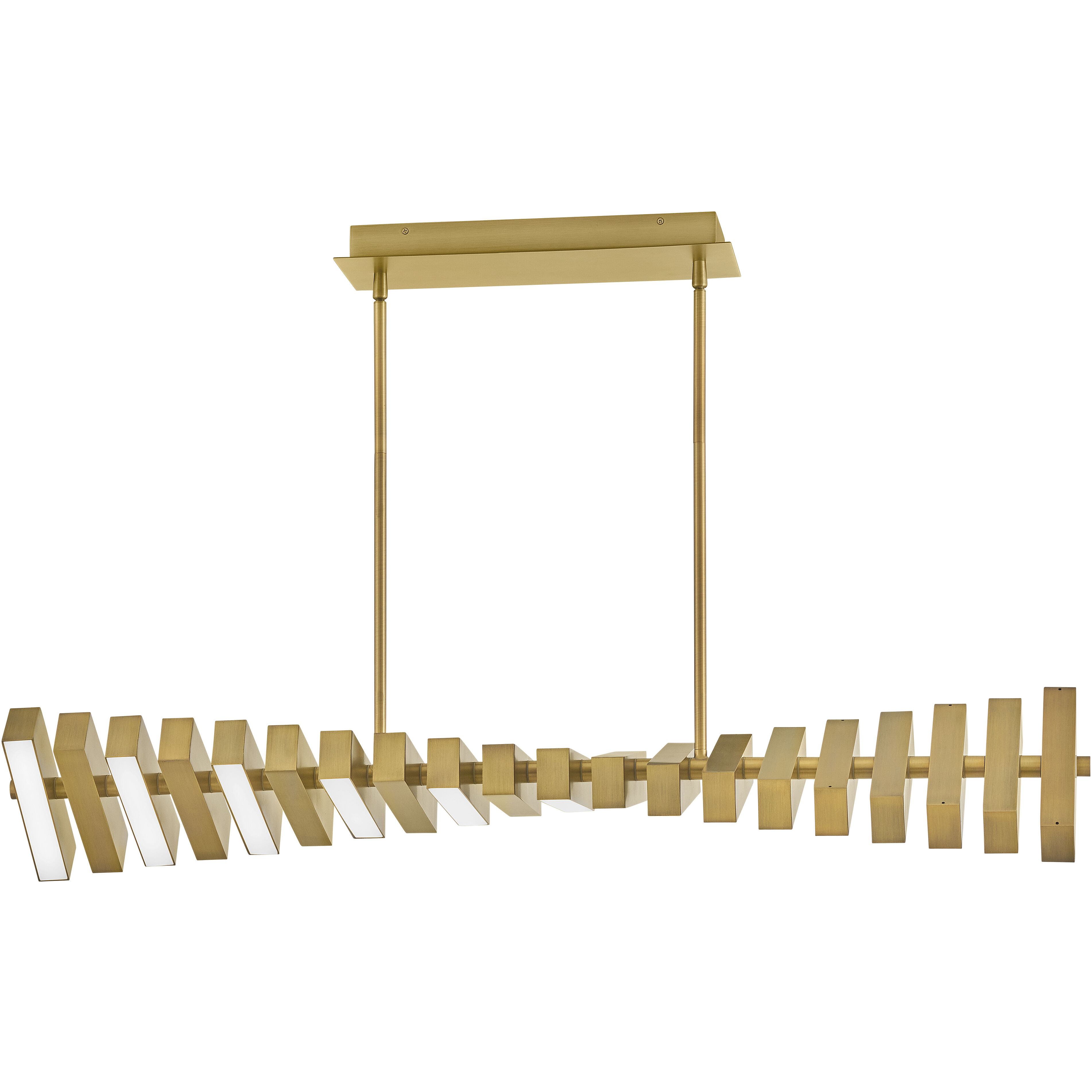 Stitch LED 42 inch Lacquered Brass Chandelier Ceiling Light, Linear & Oval