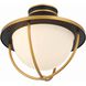 Atlas 2 Light 13.5 inch Matte Black and Textured Gold Outdoor Semi Flush