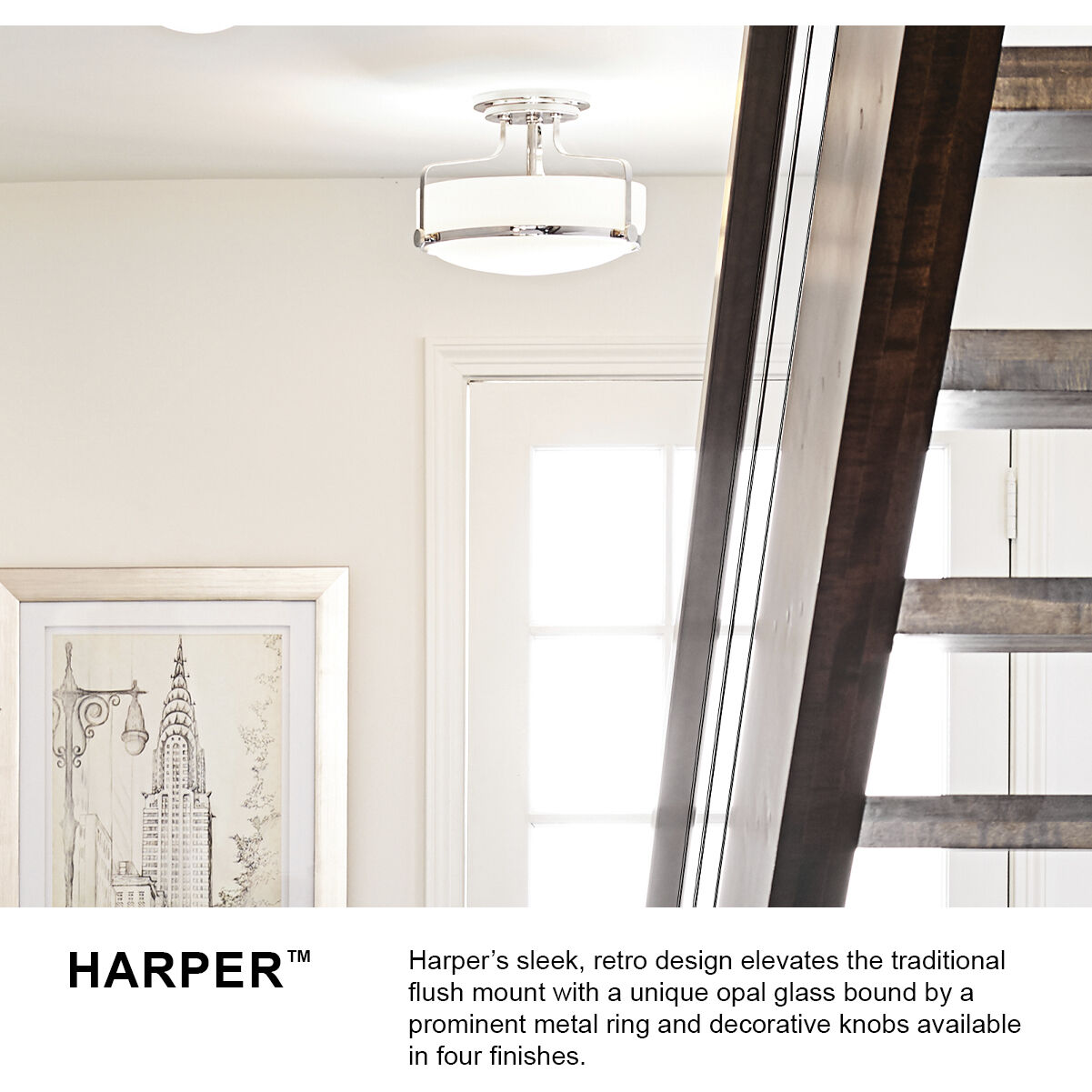 Harper 3 Light 18 inch Oil Rubbed Bronze Indoor Semi-Flush Mount Ceiling Light in White