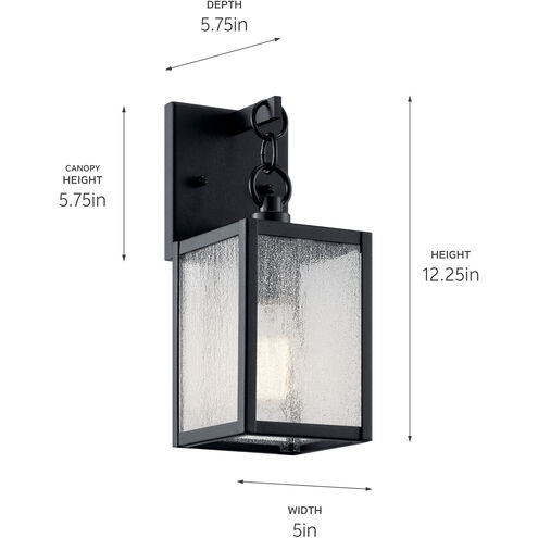 Lahden 1 Light 12.25 inch Black Outdoor Wall Sconce, Small