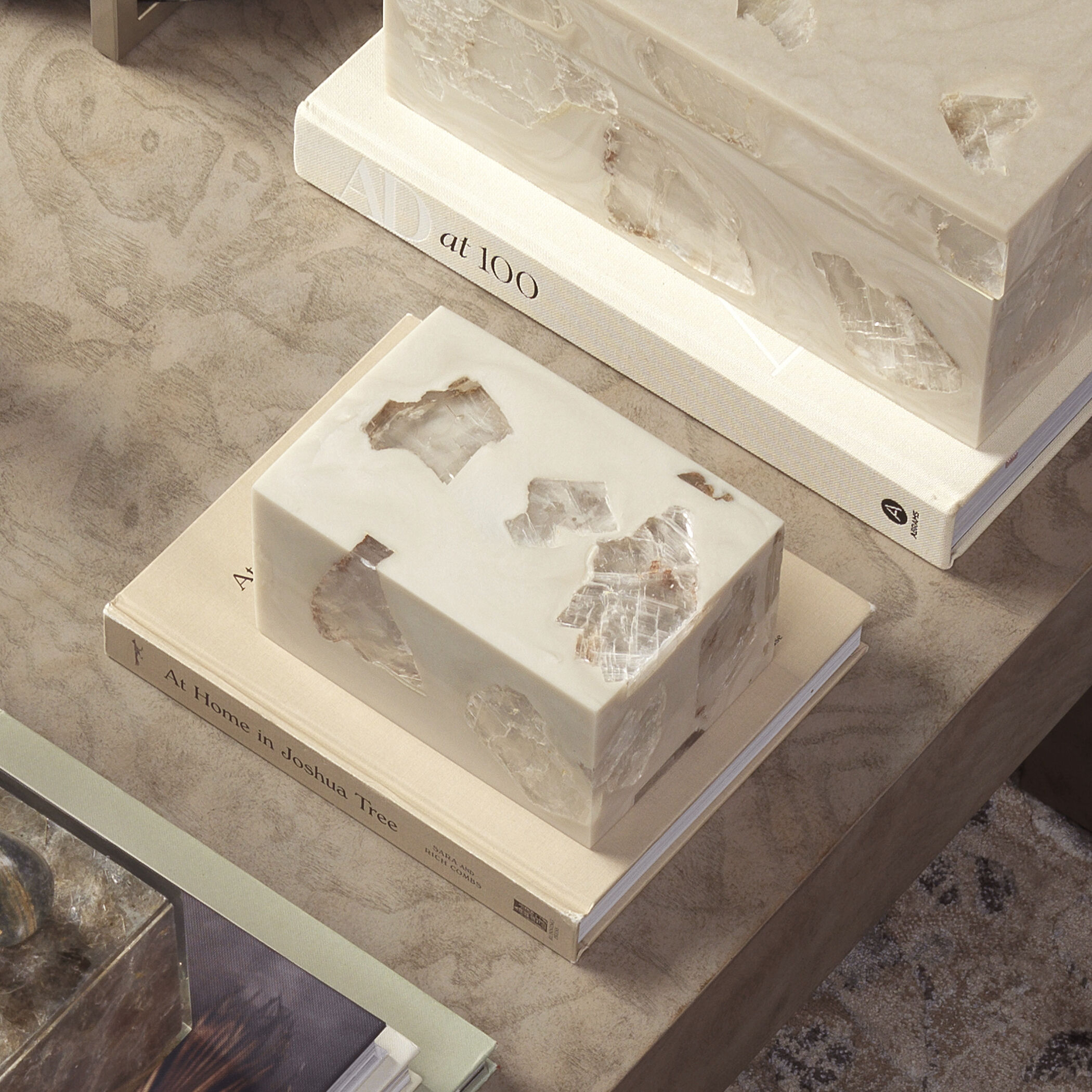 Slab 4.5 X 3.5 inch Clear Mica & Pearl Resin Bookends in Clear Mica and Pearl Resin, Set of 2