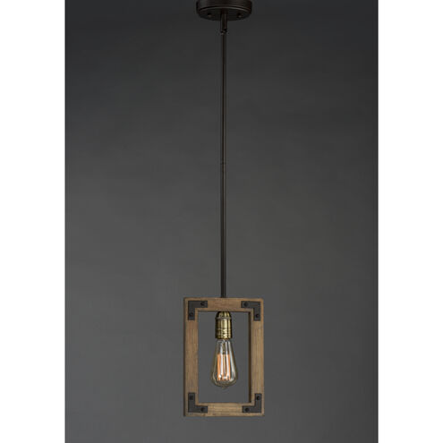 Lodge 1 Light 7 inch Weathered Oak/Bronze Mini Pendant Ceiling Light
