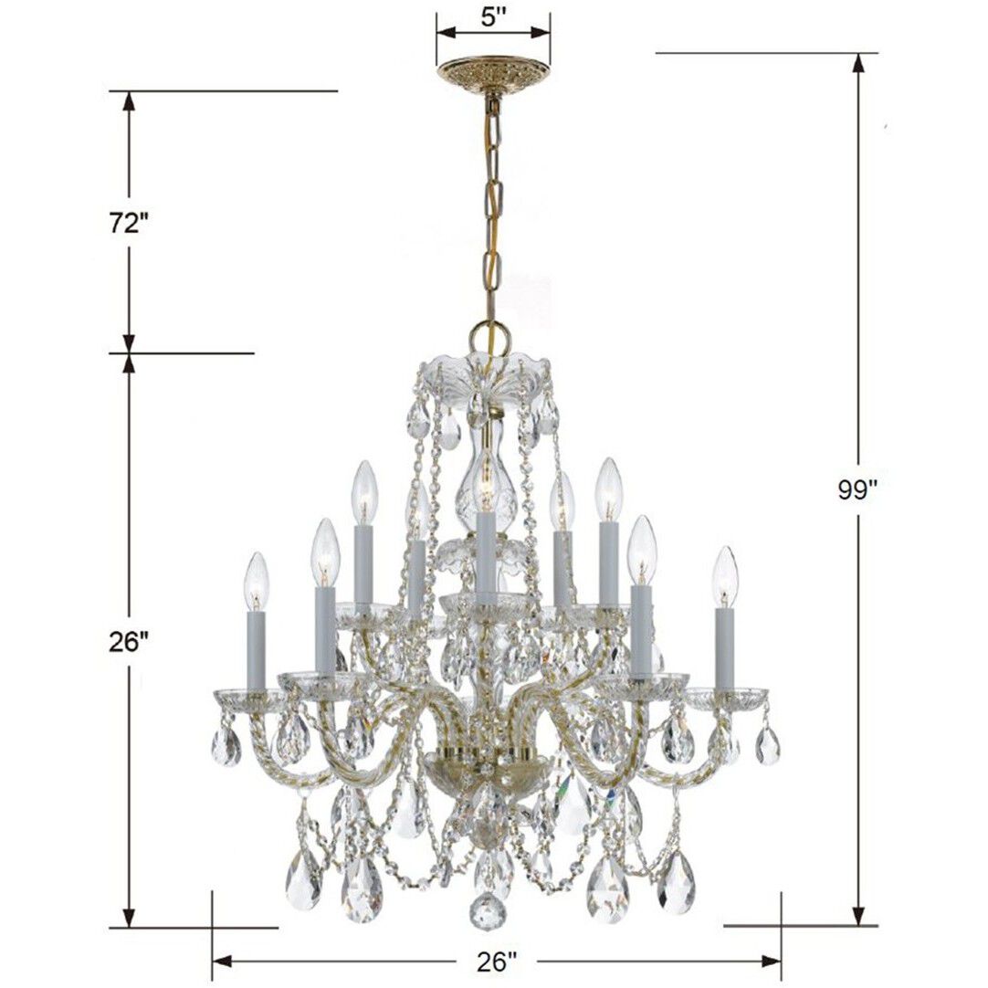 Traditional Crystal 10 Light 26 inch Polished Brass Chandelier Ceiling Light in Clear Spectra
