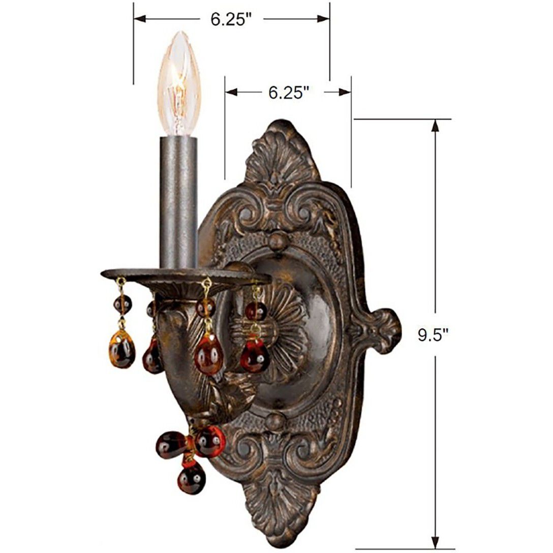 Paris Market Sconce Wall Light in Venetian Bronze, Amber