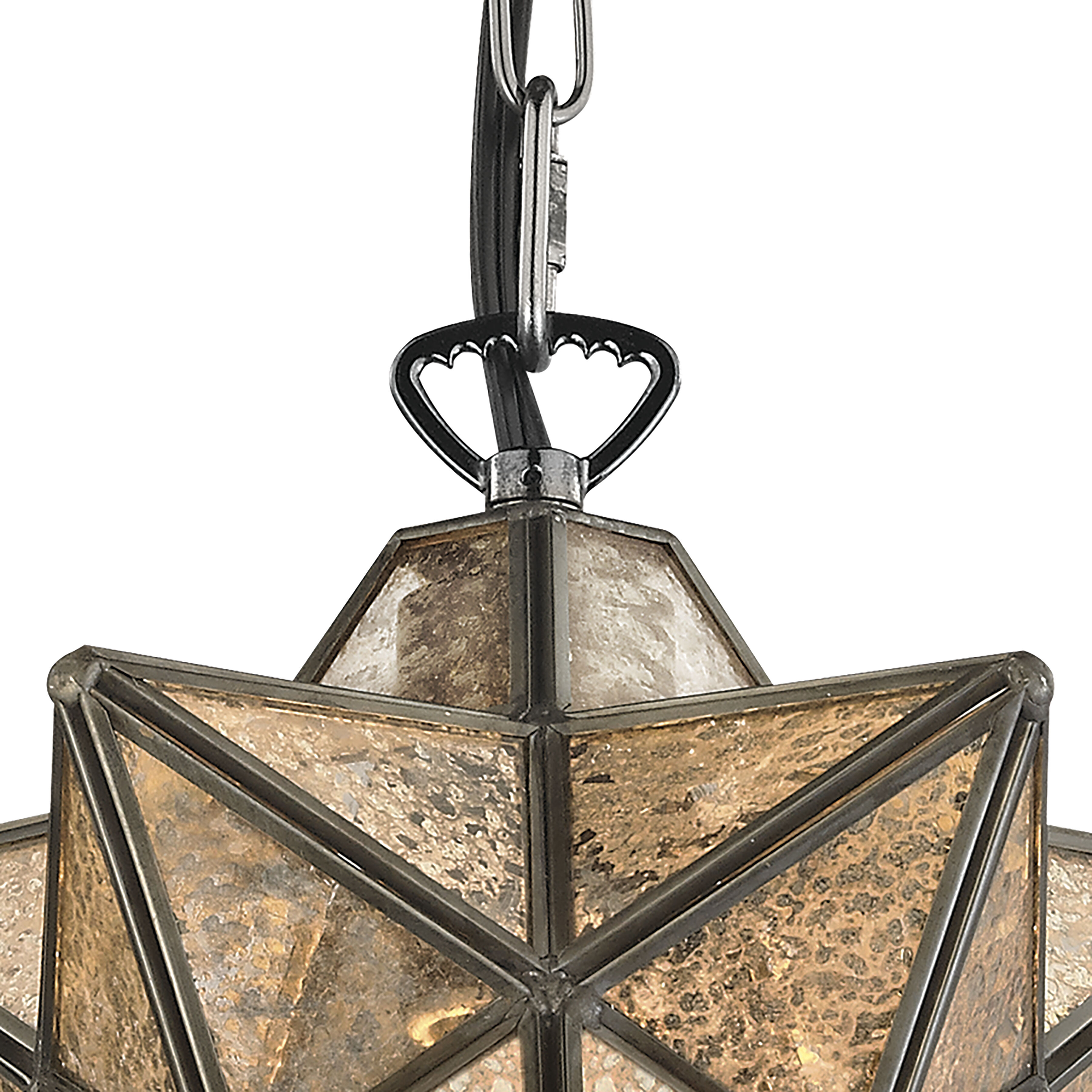 Moravian Star 1 Light 9 inch Oil Rubbed Bronze with Mercury Mini Pendant Ceiling Light