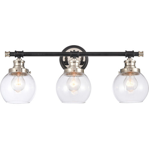 Saybrook 3 Light 24.25 inch Black Polished Nickel Bath Vanity Light Wall Light in Clear Glass