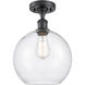 Ballston Large Athens 1 Light 10 inch Matte Black Semi-Flush Mount Ceiling Light in Seedy Glass, Ballston