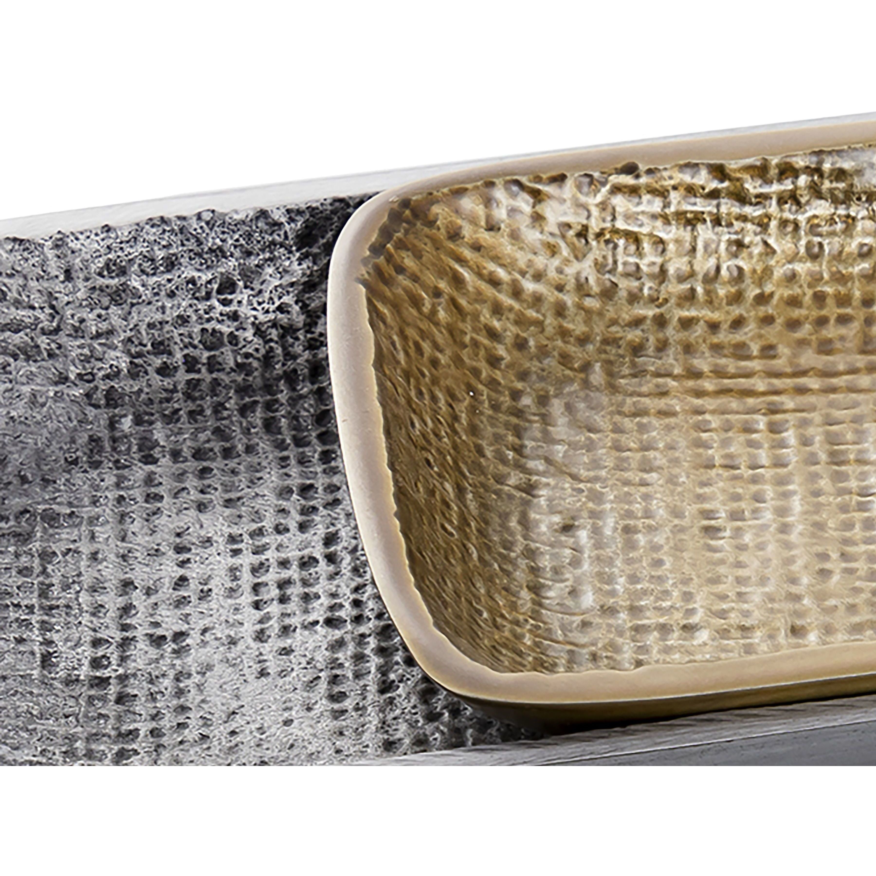 Louk Antique Nickel with Antique Brass Tray, Set of 2