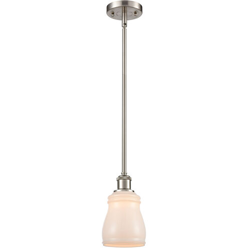 Ballston Ellery LED 5 inch Brushed Satin Nickel Pendant Ceiling Light in White Glass, Ballston