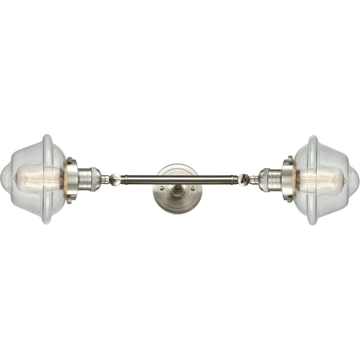 Franklin Restoration Small Oxford 2 Light 17 inch Brushed Satin Nickel Bath Vanity Light Wall Light in Seedy Glass, Franklin Restoration
