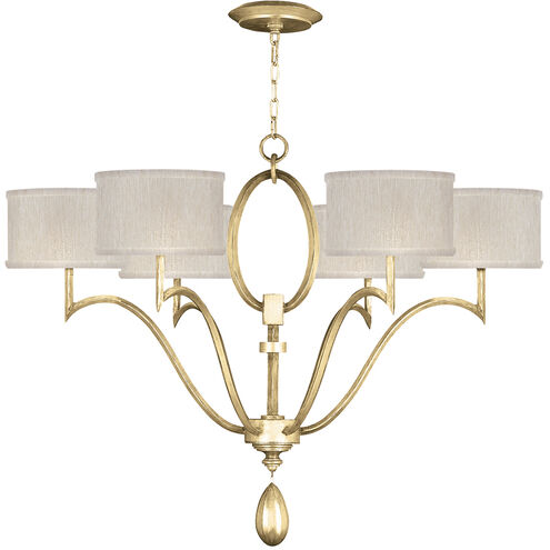 Allegretto 6 Light 39 inch Gold Chandelier Ceiling Light in Gold Leaf, Champagne Fabric