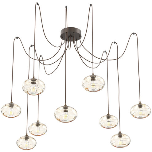 Coppa 9 Light 17 inch Flat Bronze Swag Multi-Pendant Ceiling Light in Amber Optic