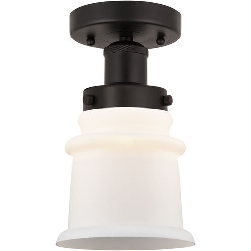 Edison Canton 1 Light 5 inch Oil Rubbed Bronze Semi-Flush Mount Ceiling Light in Matte White Glass