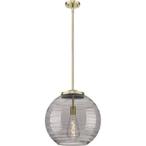 Franklin Restoration Athens Deco Swirl LED 15.75 inch Antique Brass Stem Hung Pendant Ceiling Light