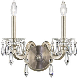 Napoli 2 Light 6 inch Antique Silver Wall Sconce Wall Light, Schonbek Signature