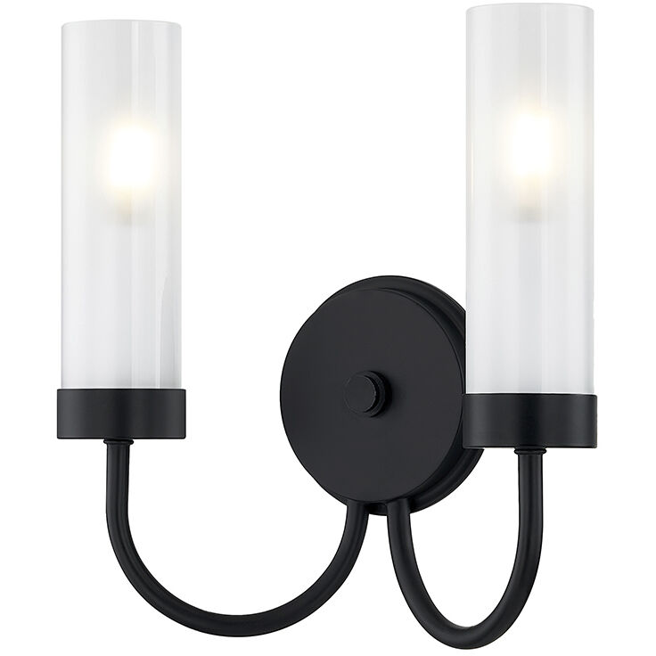 Fusion Collection 2 Light 11.5 inch Matte Black ADA Wall Sconce Wall Light, Anchor Family