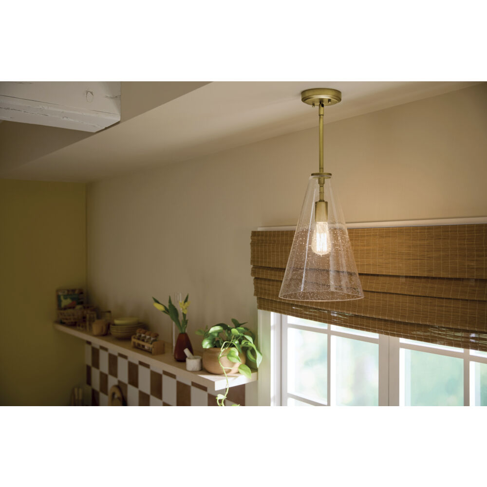 Everly 1 Light Natural Brass Pendant Ceiling Light in Clear