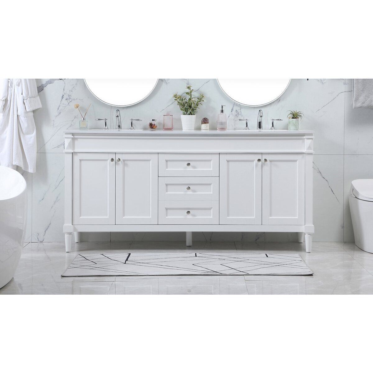 Bennett 72 X 21 X 35 inch White Vanity Sink Set