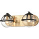 Davenay 2 Light 16 inch Satin Brass with Matte Black Vanity Light Wall Light