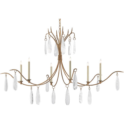 Marshallia 6 Light 59 inch Rustic Gold/Faux Rock Crystal Chandelier Ceiling Light