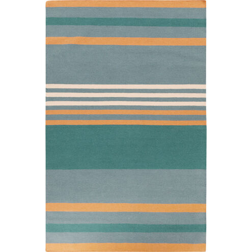 Sheffield Market 132 X 96 inch Teal, Bright Orange, Aqua, Butter Rug