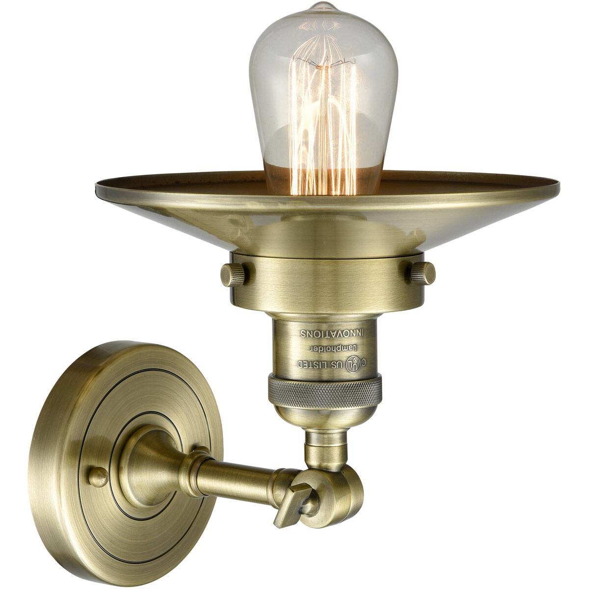 Franklin Restoration Railroad LED 8 inch Antique Brass Sconce Wall Light, Franklin Restoration