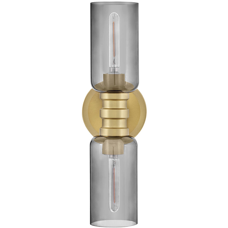 Naomi 2 Light 5.75 inch Lacquered Brass Bath Light Wall Light in Smoked Glass