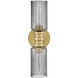 Naomi 2 Light 5.75 inch Lacquered Brass Bath Light Wall Light in Smoked Glass