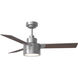 Jovie 44 LED 44 inch Brushed Steel with Silver/American Walnut reversible blades Indoor/Outdoor Ceiling Fan