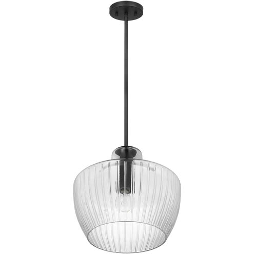 Destin 1 Light 14 inch Black with Silver Accents Pendant Ceiling Light