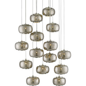 Pepper 15 Light 21 inch Painted Silver/Nickel Multi-Drop Pendant Ceiling Light