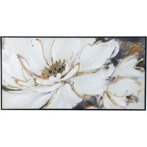 Blooming Floral Black/Cream/Gray Hand-Painted Wall Art
