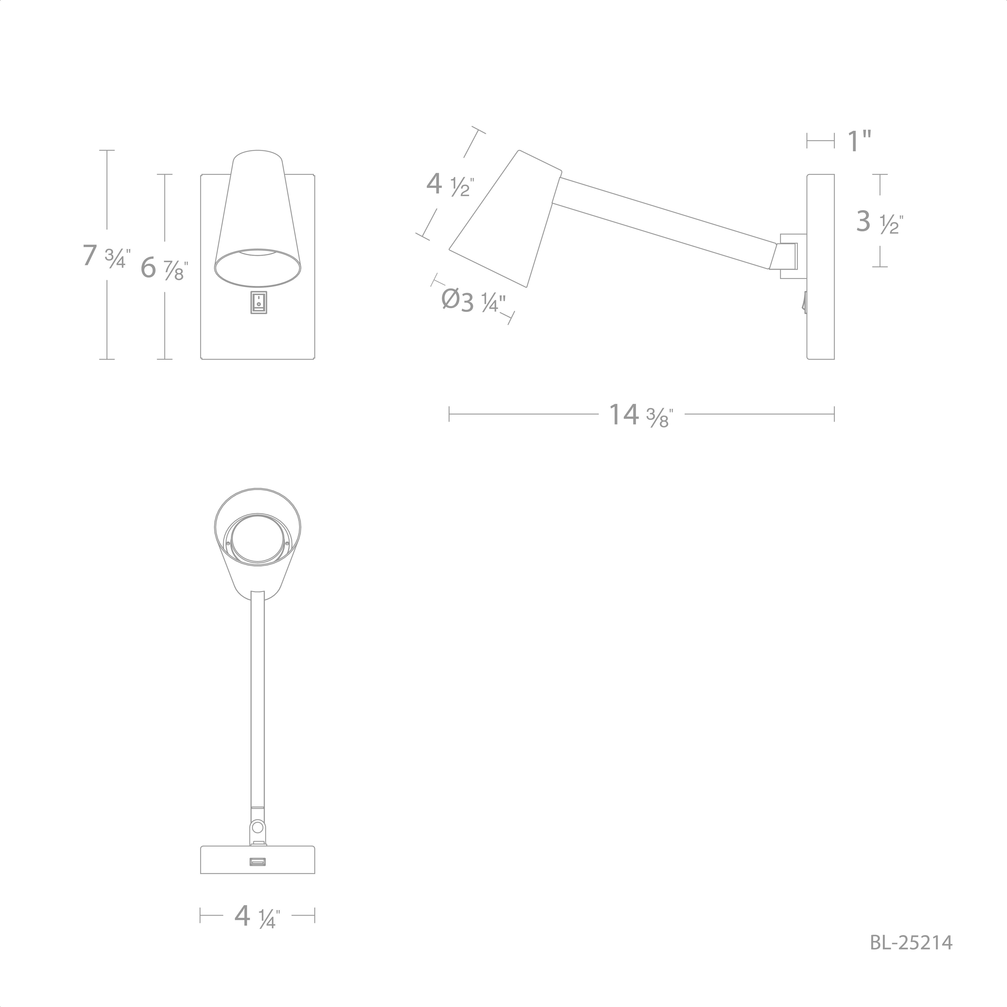 Grisham Reading Light Wall Light in Brushed Nickel, dweLED