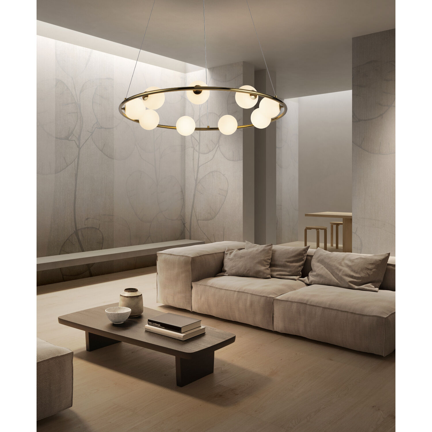 Pearl LED 32 inch Polished Brass Pendant Ceiling Light