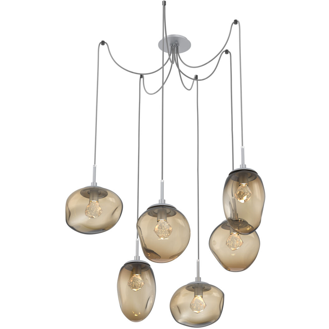 Cosmos LED 17 inch Classic Silver Swag Multi-Pendant Ceiling Light in 2700K LED, Zircon Inner - Bronze Outer