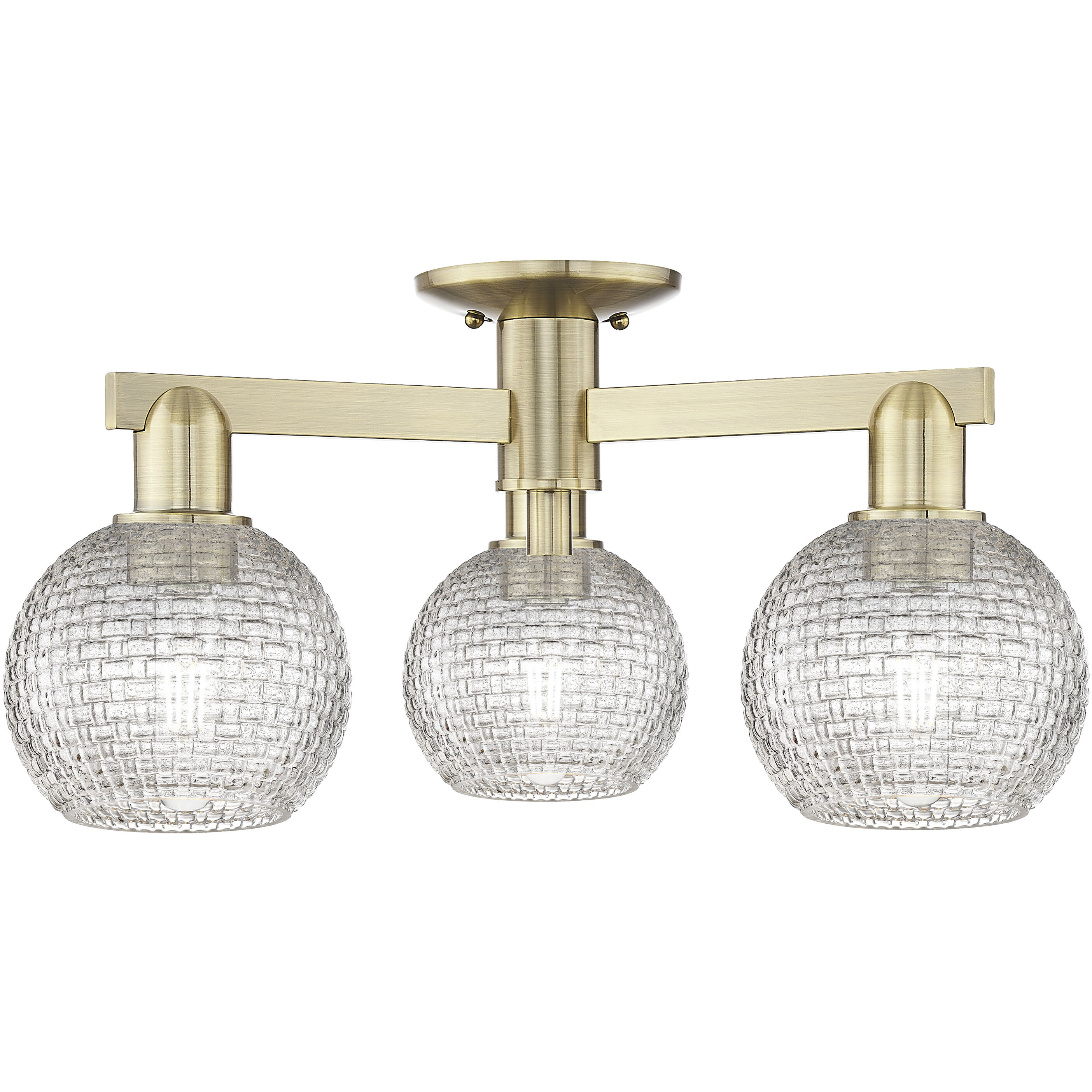 Arcadia Athens 3 Light 23.38 inch Antique Brass Semi-Flush Mount Ceiling Light