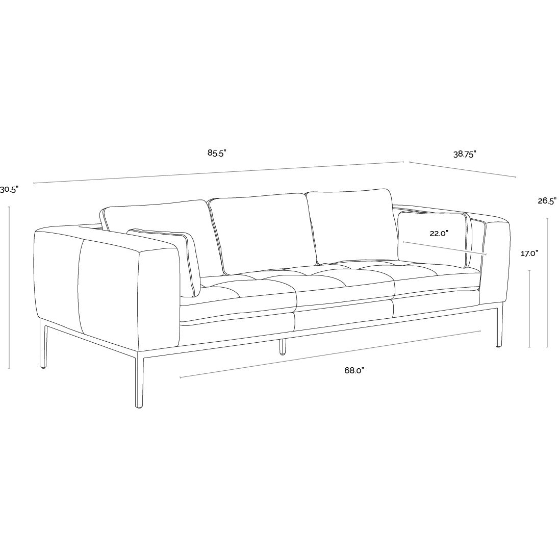 Burr Serbia Black Leather Sofa